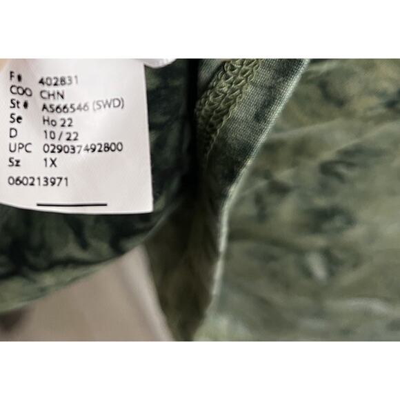 LOGO Lounge by Lori Goldstein Tie-Dye Drop Shoulder Top Green Seaweed 1X A566546 - Picture 10 of 11